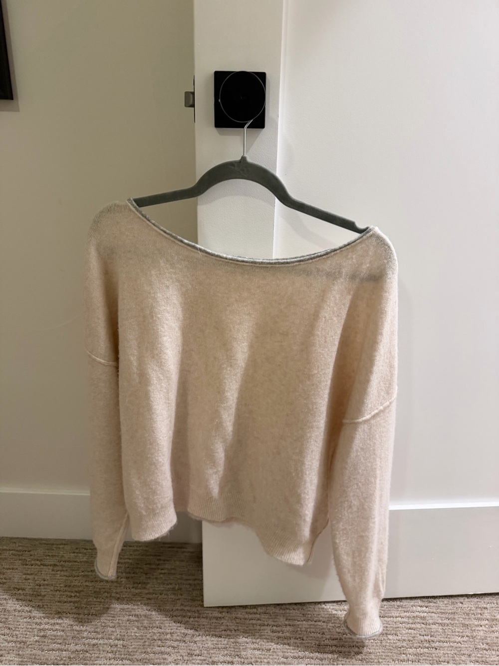 Free People Oversized Soft Cream Women’s Boatneck Sweater